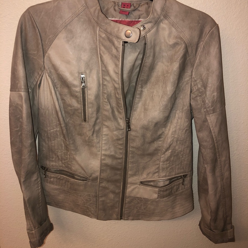 Bernardo Taupe/Grey-Brown Leather Jacket